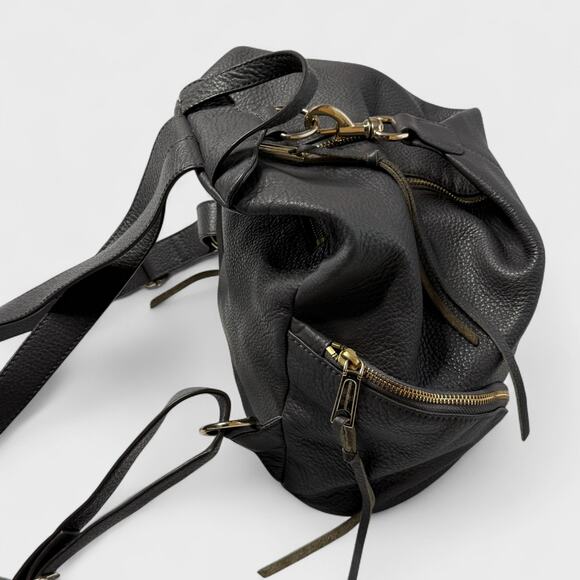 Rebecca Minkoff Julian Backpack Bag Dark Gray Pebbled Leather Gold Hardware - Picture 4 of 13